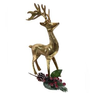 Elegant Gold Metal Reindeer Holiday Decor Christmas EUC
